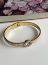 Çelik Gold Pembe Baget Taşlı Kelepçe Bilezik