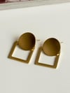 Çelik Gold Plaka Kare Küpe (3.5 Cm)