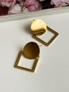 Çelik Gold Plaka Kare Küpe (3.5 Cm)