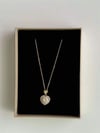 Çelik Gold Renk Baget Taşlı Kalp Minimal Kolye (45 Cm)