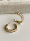 Çelik Gold Renk Baget Taşlı Lena Halka Küpe (2 Cm)
