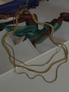 Çelik Gold Renk İtalyan Zincir Snake Kombinli Üçlü Birleşik Kombin Kolye (48 Cm)