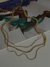 Çelik Gold Renk İtalyan Zincir Snake Kombinli Üçlü Birleşik Kombin Kolye (48 Cm)