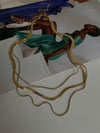 Çelik Gold Renk İtalyan Zincir Snake Kombinli Üçlü Birleşik Kombin Kolye (48 Cm)