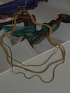 Çelik Gold Renk İtalyan Zincir Snake Kombinli Üçlü Birleşik Kombin Kolye (48 Cm)