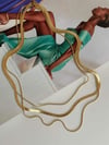Çelik Gold Renk İtalyan Zincir Snake Kombinli Üçlü Birleşik Kombin Kolye (48 Cm)