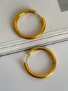 Çelik Gold Renk Pera Basic Halka Küpe( 3 Cm)-(6 Numara)