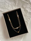 Çelik Gold Topçuklu İncili İkili Birleşik Kombin Kolye (46 Cm)