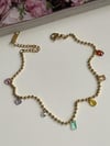 Çelik Gold Topçuklu Renkli Taşlı Halhal (27 Cm)