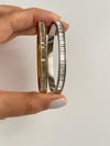 Çelik Gümüş Renk Baget Taşlı Kelepçe Bileklik (6.5 Cm)