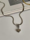Çelik Gümüş Renk İtalyan Zincir Baget Kalpli Kolye (45 Cm)