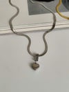 Çelik Gümüş Renk İtalyan Zincir Baget Kalpli Kolye (45 Cm)