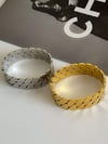 Çelik Gümüş Renk Örgü Kelepçe Bileklik 