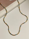 Çelik İtalyan Zincir Mavi Detaylı Kolye (45 Cm)