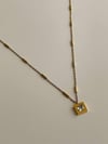 Çelik Kare Baget Taşlı Minimal Kolye (45 Cm)