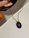 Çelik Lacivert Vişne Renk Taşlı Kolye (45 Cm)