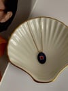 Çelik Lacivert Vişne Renk Taşlı Kolye (45 Cm)