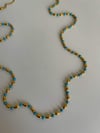 Çelik Mavi Gold Taşlı Uzun Kolye (67 Cm)