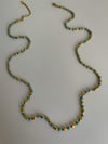 Çelik Mavi Gold Taşlı Uzun Kolye (67 Cm)