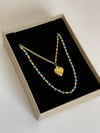 Çelik Mavi Gold Taşlı Uzun Kolye (67 Cm)