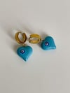 Çelik Mavi Nazar Boncuklu Kalp Kolye (3 Cm)