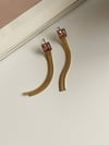 Çelik Pembe Baget Taşlı Küpe (5 Cm)