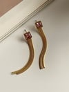 Çelik Pembe Baget Taşlı Küpe (5 Cm)