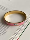 Çelik Pembe Göz Detaylı Kelepçe Bileklik (6.20 Cm)