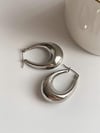 Çelik Steel Gümüş Renk Oval Halka Küpe (3 Cm)