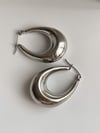 Çelik Steel Gümüş Renk Oval Halka Küpe (3 Cm)