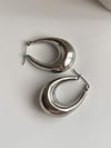Çelik Steel Gümüş Renk Oval Halka Küpe (3 Cm)