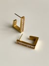 Çelik Steel Kare Taşlı Küpe (2 Cm)