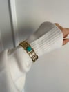 Çelik Turkuaz Mavi Taşlı Kelepçe Bileklik 