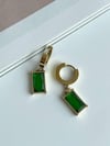 Çelik Yeşil Baget Taşlı Küpe (3 Cm)