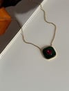 Çelik Yeşil Fuşya Taşlı Kolye (44 Cm)