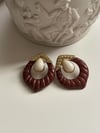 Gold Detaylı Kahve Reçine Küpe (3.20 Cm)