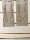İthal Gold Zirkon Taşlı Sallantılı Küpe (7.5 Cm)