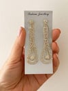 İthal Gold Zirkon Taşlı Sallantılı Küpe (7.5 Cm)