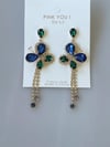 İthal Mavi Yeşil Taşlı Küpe (8 Cm)
