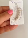 Özel Kaplama Baget Taşlı Tekli Ear Cuff Küpe (4 Cm