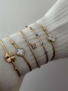 Özel Kaplama Beyaz Taşlı Van Cleef Minimal Kelepçe Bileklik 