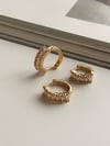 Özel Kaplama Gold Baget Taşlı Üçlü Set Halka Küpe (1.80 Cm)
