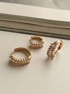Özel Kaplama Gold Baget Taşlı Üçlü Set Halka Küpe (1.70 Cm)