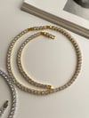 Özel Kaplama Gold Renk İri Taşlı Su Yolu Kolye (45 Cm)