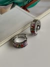 Özel Kaplama Gümüş Renkli Baget Taşlı Halka Küpe (1.80 Cm)