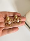 Özel Kaplama İncili Kalp Küpe (3 Cm)