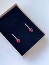 Özel Kaplama Pırlanta Model Kırmızı Kalp Zirkon Taşlı Küpe (3.5 Cm)