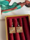 Özel Kaplama Xuping Baget Taşlı Kare Küpe (4 Cm)