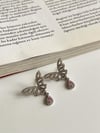 Özel Kaplama Xuping Gümüş Renk Pembe Taşlı Kelebek Küpe (2.5 Cm)