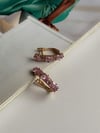 Özel Kaplama Xuping Pembe Baget Taşlı Küpe (2 Cm)